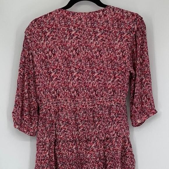 Ba&sh Size 1 US Small Fuchsia Robe Nina Mini Dress Floral 3/4 Sleeve OS17-9 - Picture 7 of 11